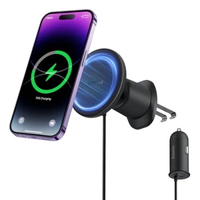 Abbildung von CW01 Magnetic Wireless Charging Car Mount 40W von Baseus Schwarz Kunststoff