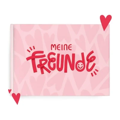Abbildung von mintkind Freundebuch Grundschule Herzen, Hardcover, 80 Seiten, DIN A5 quer, 140g Naturpapier, Seiten zum Ausmalen, Ankreuzen, Einkreisen und Schreiben