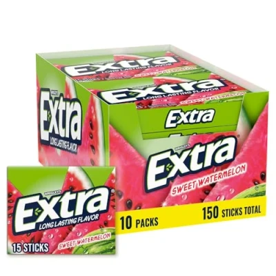 Abbildung von 3x Wrigley&#039;s Extra Fruit Sensations Sugarfree Gum Sweet Watermelon 45 Streifen aus den USA