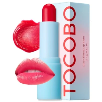 Abbildung von TOCOBO Glasgetönter Lippenbalsam 011 Flush Cherry 0,67 oz / 19 g Glow feuchtigkeitsspendender veganer und lebendige, getönte, transparente Farbe