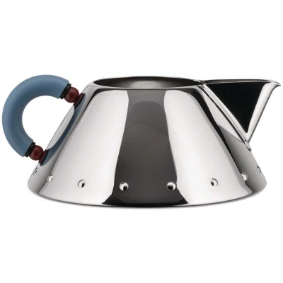 Abbildung von Alessi Rahmkännchen aus Edelstahl mit Griff PA, hellblau, 9.2 x 11 30.5 cm, Silber