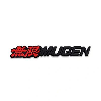 Abbildung von Metal Mugen Logo Auto Emblem Premium 3D Chrom Badge Racing Sport Aufkleber Turbo Power (Schwarz &amp; Rot, hinten)