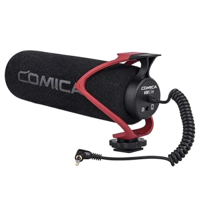 Abbildung von comica CVM V30 LITE Kamera Mikrofon Super Kardioid Kondensator Video Richtmikrofon für Canon Nikon Sony Panasonic DSLR Camcorder Smartphone (Rot)