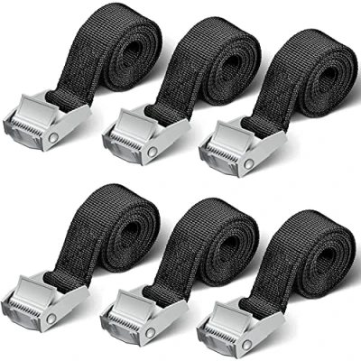 Abbildung von Spanngurte Kurz 6 Stück 250kg 0.5m,1m,2m Spanngurt Schwarz Zurrgurte Motorrad Zurrgurt für Fahrradträger Extrem robuste (0.5m * 6Pcs)