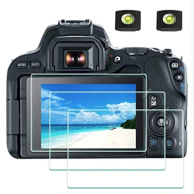 Abbildung von ULBTER 200D Displayschutzfolie für Canon EOS M50 M100 spiegellose Kamera &amp; Blitzschuh Abdeckung [2+3 Stück], 0,3 mm Härte, gehärtetes Glas Kratzfest Anti Fingerabdruck Scrach