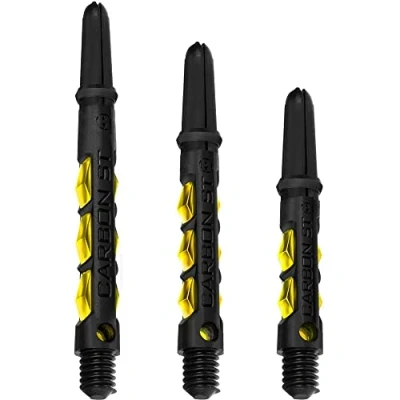 Abbildung von Harrows Dart Shafts Carbon ST Stiele mit Pyramidenringen, mittelgroß, gelb