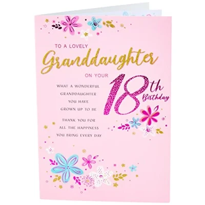 Abbildung von Moderne Geburtstagskarte zum 18. Geburtstag für Enkelin, 22,9 x 15,2 cm, Pink