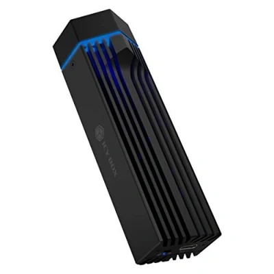 Abbildung von ICY BOX M.2 NVMe Gehäuse mit Lüfter, RGB Beleuchtung, USB 3.1 Gen2 (10 Gbit/s), für SSD, Aluminium, Schwarz, 60713
