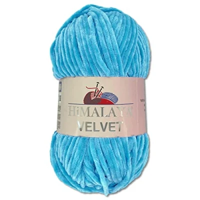 Abbildung von Wohnkult Himalaya 100 g Velvet Dolphin Wolle 40 Farben zur Auswahl Chenille Strickgarn Flauschgarn Glanz Accessoire Kleidung Decken (90027 Hellblau)