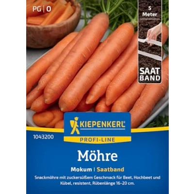 Abbildung von Kiepenkerl Profi Line Möhrensamen Mokum 1043200 Gemüsesamen für Snackmöhren mit einer Rübenlänge von 16 bis 20 cm und einem Inhalt 5 lfd. Meter Saatband