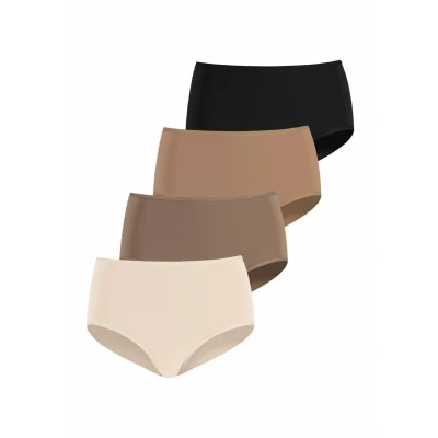 Abbildung von Lascana 4 PACK Slip Champagner nougat beige schwarz, Damen, Größe: 52/54, schwarz