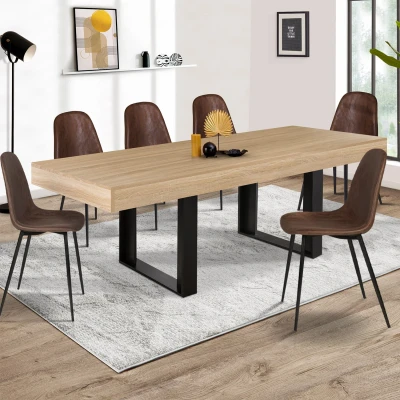 Abbildung von IDMarket Esstisch, rechteckig, Phoenix, 10 Personen, Holz und Schwarz, 200 cm