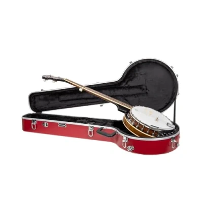 Abbildung von Crossrock 5 String Resonator &amp; Gibson Tenor Banjo Koffer Geformte ABS Hartschale mit Sicherheitsschloss, Metallfüßen und abnehmbaren Gurten Rot (CRA861BJRD)