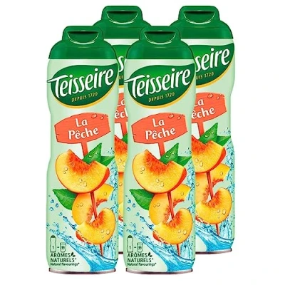 Abbildung von Teisseire Getränke Sirup Peach/Pfirsich 600ml der genauso schmeckt wie die Frucht (4er Pack)