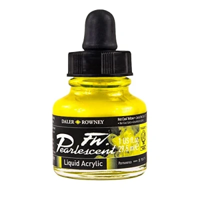 Abbildung von Daler Rowney FW 29,5 ml Acryl Perle Liquid Flasche Hot Cool gelb