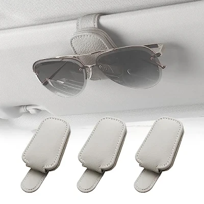 Abbildung von 3 Stück Brillenhalter für Auto Sonnenblende, Brillenhalter, Visier Zubehör, Leder Sonnenbrillen Halterung Ticket Clip, Magnetische Sonnenbrillenhalterung Alle Arten von Brillen