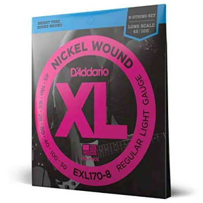 Abbildung von D&#039;Addario E Bass Gitarrensaiten Saiten Bassgitarre Strings Guitar EXL170 8 Light, 32 130 (8 String) Long Scale