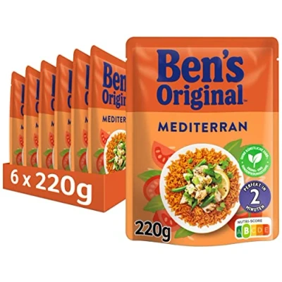 Abbildung von BEN&#039;S ORIGINAL Express Reis Mediterran, ideale Zubereitung von Gerichten in der Pfanne, 6 Packungen (6 x 220g)