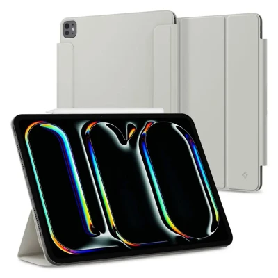 Abbildung von iPad Pro 13 (2024) M4 Hülle: Spigen Air Skin Folio OneTap Kunstleder Tablet Hüllen