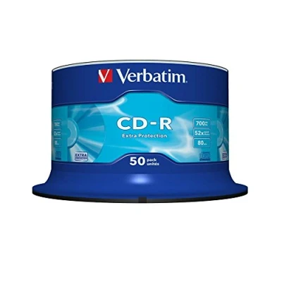 Abbildung von Verbatim CD R Extra Protection, Rohlinge mit 700 MB Datenspeicher, ideal für Foto und Video Aufnahmen, kompatibel jedem konventionellen Laufwerk, 50er Pack Spindel