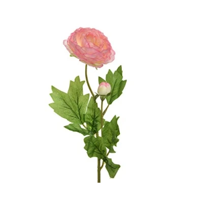 Abbildung von Ranunkel künstlich mit Stiel 57cm Polyester ideal für Vase Seidenblumen Frühlingsblumen schöne Dekoration Ihr Zuhause Kunstblumen künstliche Blumen Hellrosa
