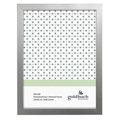 Abbildung von goldbuch Bilderrahmen Deluxe, Fotorahmen für Bild im 15x20 cm Format, Portraitrahmen mit Aufsteller, Einzelrahmen aus Kunststoff, Foto Rahmen, Frame Silber