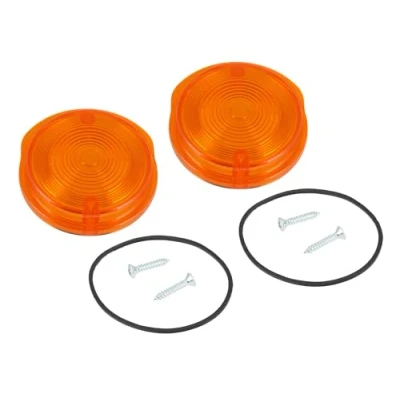 Abbildung von Set: 2x Blinkerkappe vorn, rund, orange inkl. Gummidichtring + Schrauben für Simson S50, S51, S70, SR50, SR80 MZ ETZ, TS