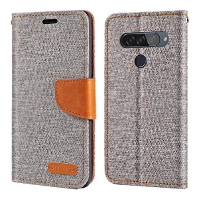 Abbildung von LG G8s ThinQ Hülle, Oxford Leder Wallet Case mit Soft TPU Back Cover Magnet Flip für