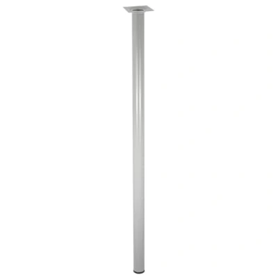 Abbildung von WAGNER Möbelbein/Tischbein/Möbelfuß Classic Retro Ø 30 x 700 mm, integrierte Anschraubplatte 60 Innengewinde 10 Stahl pulverbeschichtet Aluminium Silber 12127001