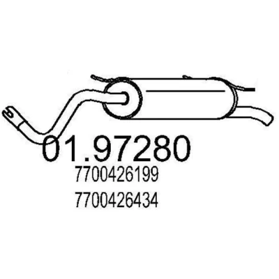Abbildung von MTS 01.97280 Endschalldämpfer 1360 RENAULT: MEGANE Scenic, Scénic 1, 1 Classic