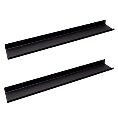 Abbildung von MILUKA Wandregal Schwarz Metall 2er Set Regal Wand 70 cm Long Wandboards, für Dekos, Bilderrahmen, Buch, Schlafzimmer, Küche, Büro, Wohnzimmer Schwebendes Wände