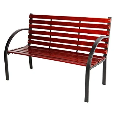 Abbildung von Linder Exclusiv LEX Holz Metall Bank Liam Parkbank Gartenbank 122 x 60 80 cm rotbraun