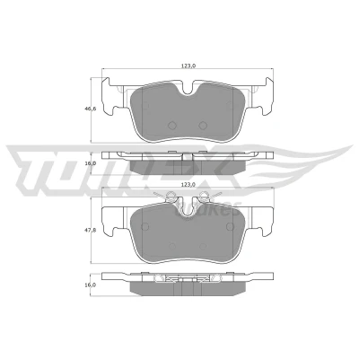Abbildung von TOMEX brakes TX 18 44 Bremsbelagsatz Hinterachse für Verschleißwarnanzeiger vorbereitet BMW: 2 Active Tourer, Gran X1, MINI: Clubman