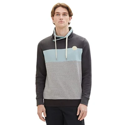 Abbildung von TOM Tailor Langarm MIT Stehkragen Sweatshirt, Herren, Größe: 3XL, Dark grey melange