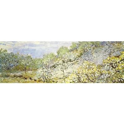 Abbildung von 1art1 Claude Monet Poster Apfelbäume In Blüte, 1873 Bilder Leinwand Bild Auf Keilrahmen XXL Wandbild Kunstdruck Als Leinwandbild 150x50 cm