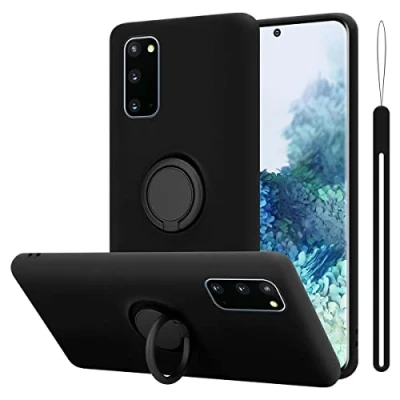Abbildung von Cadorabo Hülle kompatibel mit Samsung Galaxy S20 Schutzhülle TPU Silikon Case Liquid Design Ring Slim Kratzfest Liquidsilikon Microfaser Rundumschutz für in Schwarz