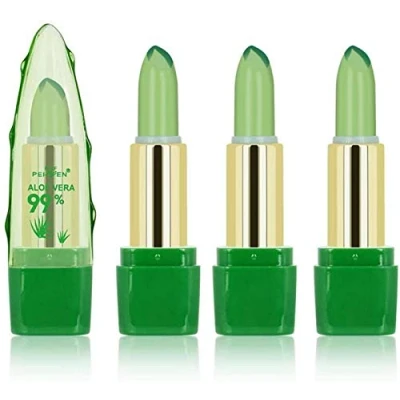 Abbildung von Aloe Vera Lips, 1/3 Magischer Temperatur Farbwechsel Lippenstift Natürliches Pflanzenlippen Jelly Natürliche Feuchtigkeitsspendende Balsam, Lippenpflegestift