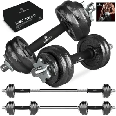 Abbildung von Amonax 15KG Verstellbare Hanteln, Hantelset, Kurzhanteln Gewichte Dumbbells Langhantelstange, Gusseisen Weight 7,5 kg 2er Set männer Frauen, langhanteln Krafttrainingsgeräte für zuhause Gym fitness