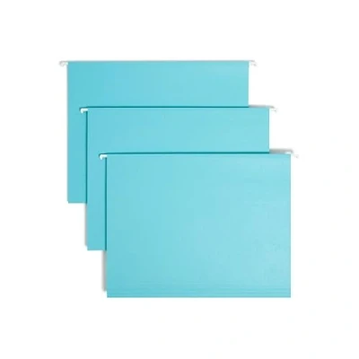 Abbildung von Smead Farbige Hängeregistraturmappe mit Register, 1/5 Schnitt, verstellbare Briefgröße, Aqua, 25 Stück pro Box (64058)