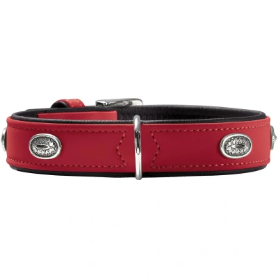 Abbildung von HUNTER SOFTIE STONE Hundehalsband, Kunstleder, mit Applikationen, pflegeleicht, 50 (S M), rot