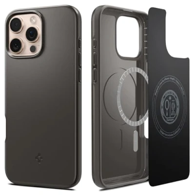 Abbildung von Spigen Thin Fit MagFit Hülle für iPhone 16 Pro Max, Kompatibel mit MagSafe Zubehör Gunmetal