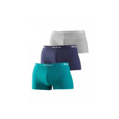 Abbildung von Buffalo Boxerbriefs navy, türkis, graumeliert, Herren, Größe: XS, Navy/türkis/grau/meliert