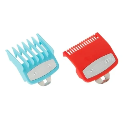Abbildung von FMBC 2 Teile/los Haar Clipper Guide Kamm Schneiden Grenze Kämme Standard Wachen Befestigen Teile Elektrische Clippers Zubehör 1,5mm + 4,5mm (Color : Red Blue 2pcs)
