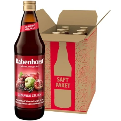 Abbildung von RABENHORST Gesunde Zellen 6er Pack (6 x 700 ml) Mehrfruchtsaft mit Vitamin C, E, Traubenkern Extrakt und entkoffeiniertem Grüntee