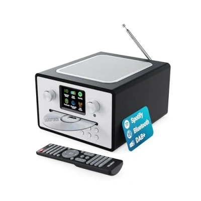 Abbildung von Internetradio mit CD Player &amp; DAB Plus Küchenradio Bluetooth FM Radio Digitalradio WLAN Spotify Connect, Podcasts EQ, Farbdisplay, Inklusive Fernbedienung MAJORITY Homerton (Schwarz)
