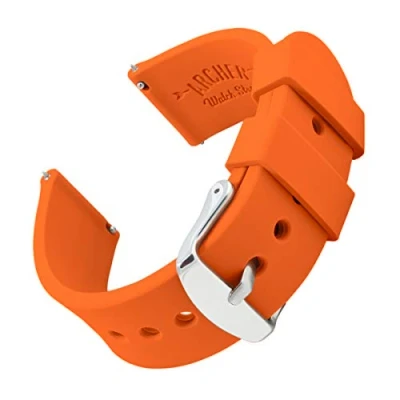 Abbildung von Archer Watch Straps Uhrenarmbänder aus Silikon mit Schnellverschluss (Portland Orange, 18mm)