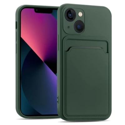 Abbildung von CoolGadget Card Case für iPhone 14, TPU Schutzhülle mit Kartenfach und erhöhtem Kantenschutz, Grün