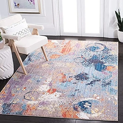 Abbildung von SAFAVIEH Traditionell Teppich für Wohnzimmer, Esszimmer, Schlafzimmer Bristol Collection, Kurzer Flor, Grau und Blau, 183 X 274 cm