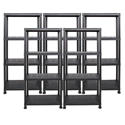 Abbildung von ONDIS24 Steckregal 5x Kunststoffregal, 60 x 30 135 (H) cm, 4 Böden, Schwerlastregal, bis zu 80 kg, Regal, Lagerregal 5er Pack