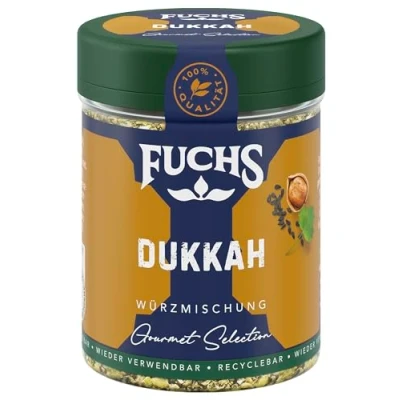 Abbildung von Fuchs Gewürze Gourmet Selection Naher Osten Afrika Dukkah Gewürzmischung, nachfüllbarer Gewürz Mix, zum Verfeinern von Fisch und Lamm, vegan, 50 g